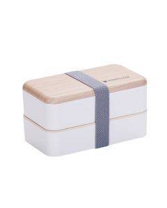 Office Double-layer Separated Lunch Box Wooden Portable Microwaveable Heating Student Bento Box with Cutlery