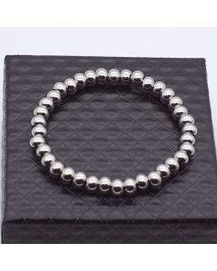 Silver stainless steel round bead bracelet (6mm)