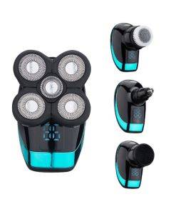 Electric Shaver Rechargeable Shaver Smart Digital Display Bald Hair Clipper, Style: Blue + Full Set