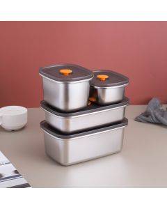 Refrigerator Fruit Fresh-Keeping Box 304 Stainless Steel Sealed Lunch Box