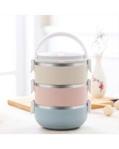 Gradient Color Lunch Box Food Bento Box Stainless Steel Container(3 Layer)