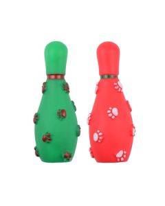 4-piece Christmas pet footprint bowling ball sound toy for sale, dog bite resistant enamel toy, size: 14.5x6cm