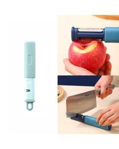 2 in 1 Stainless Steel Peeler Tungsten Steel Sharpener(Light Green)