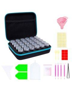 Multifunctional Portable Diamond Painting Tool Set Storage Bag, Style: 30 Grid (Blue)