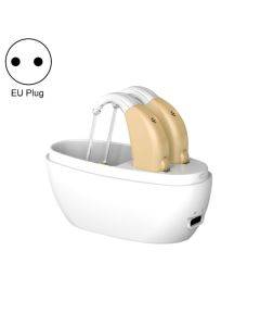 Rechargeable sound amplifier hearing aid for the elderly, specifications: European standard (skin color dual machine + white charging compartment)