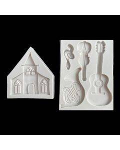 Castle musical instrument silicone mold chocolate flip sugar cake decoration