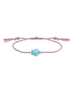 Colorful woven rope adjustable turtle bracelet