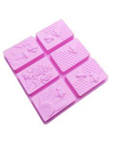 Six connected square honeycomb ice grid cake mold, square handmade soap mold