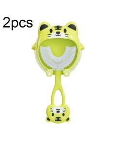 S8 2pcs children's cartoon animal manual U-shaped silicone toothbrush suitable for ages 2-12