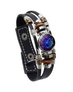 Twelve constellations luminous leather rope bracelet woven beaded bracelet