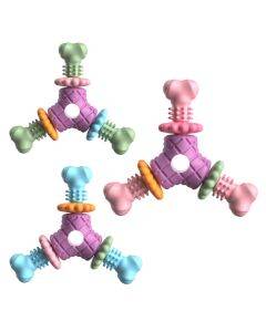 BG5053 Triangular bone shape pet chew toy dog molar stick Color shipped randomly, color: orange without petals