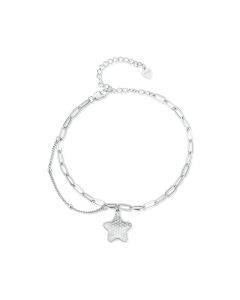 BSB137 925 Sterling Silver Sparkling Star Bracelet