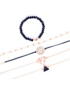 5 pieces/set of OL triangle hollowed out map bracelet, peach blossom corner bead necklace