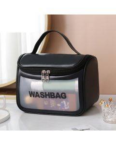 PVC semi transparent makeup bag, matte wash bag, PU flip shower bag