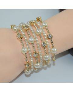 7-row gold minimalist rhinestone pearl arm bracelet versatile bracelet