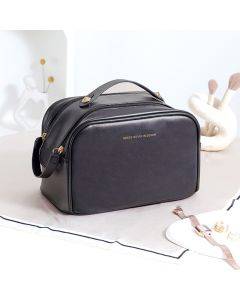 Waterproof PU Handheld Makeup Bag for Travel and Outgoing Double Zipper Wash Bag