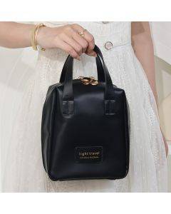 PU leather portable makeup bag for travel, large capacity, portable cosmetic storage bag