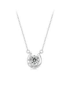 S925 Sterling Silver Sparkling Horseshoe Iron Mosonite Pendant Necklace