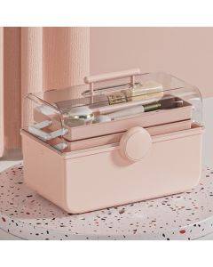 Large capacity cosmetic storage box plastic dustproof transparent desktop portable medicine storage box