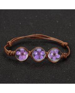 Lucky Flower Bracelet Handwoven Dry Flower Glass Bead Bracelet