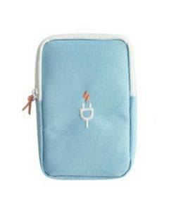 Travel Portable Charger Headset Cable Storage Bag(Lake Blue)