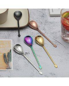 Stainless Steel Coffee Mixing Spoon Creative Musical Instrument Shape Spoon, Style:Lute
