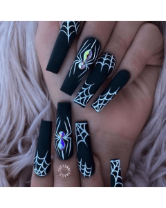Halloween Style Nails Press On Spider Pumpkin Pattern False Nail Tips