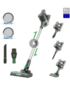 Vactidy V9 Cordless Vacuum Cleaner, 25KPa Suction 1L Dustbin 5 Layers Filtration System 2200mAh Removable Battery Up to 45min Runtime One-Button Emptying LED Touch Panel with LED Headlights