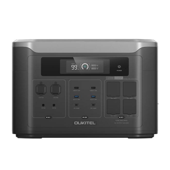OUKITEL BP3000E hordozható erőmű 2048Wh LiFePO4 akkumulátorral, napelemes generátorral, 3200W AC kimenettel, 220V EU csatlakozóval, intelligens alkalmazásvezérléssel, otthoni biztonsági mentéssel, vészhelyzeti tápegységgel, kültéri kempingezéshez, la