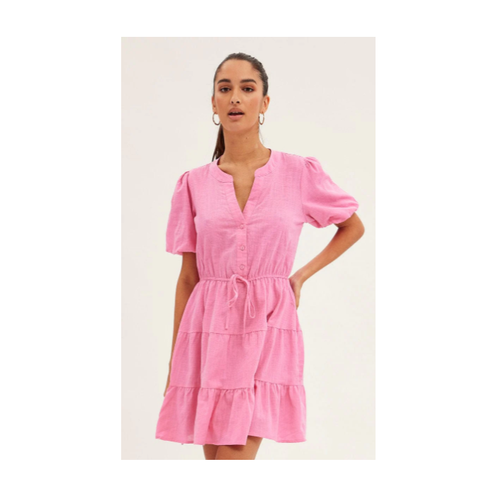 open lace back dress Button Down Tiered Shirt Dress – BUCHANAN