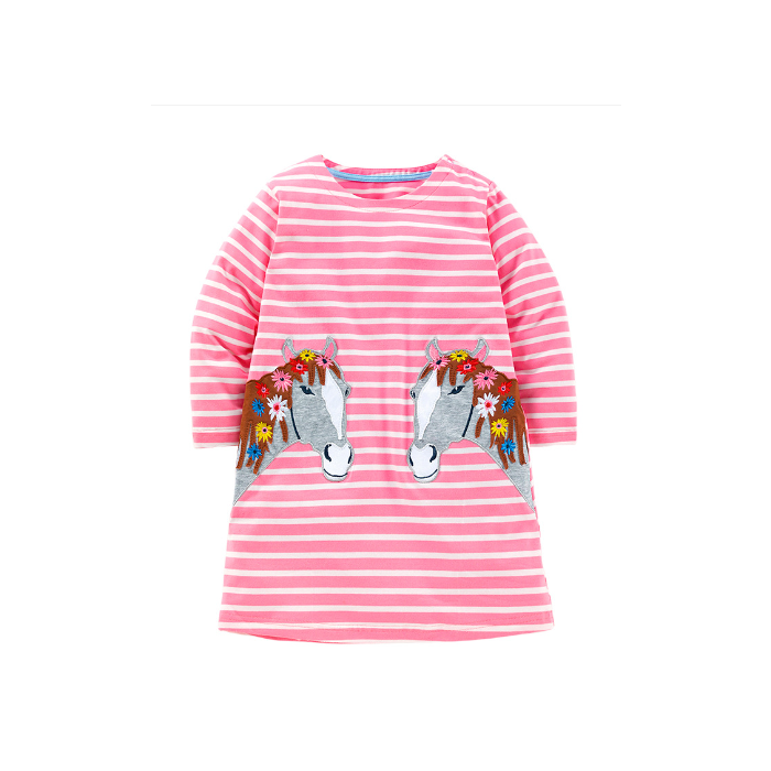 Europe and the United States children's dresses fall models children's striped embroidery princess dress cotton cute Europe and the United States children's dresses fall models children's striped embroidery princess dress cotton cute