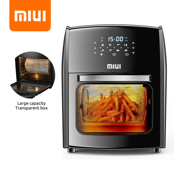 MIUI 10L 12.7QT Electric Air Fryer Oven MI CYCLONE Rotisserie Dehydrator LED Large Capacity Chicken Frying Machine 5in1