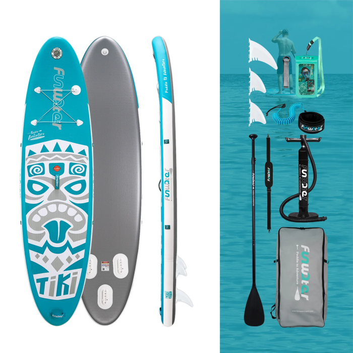FunWater NEW TIKI Inflatable Stand Up Paddle Board 10.6'' Long 33' Wide 6' Thick 【EU Stock – Ships Immediately & $30 Off with Exclusive Code】