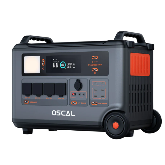 Blackview Oscal PowerMax 6000 6000W Rugged Power Station, 3600Wh LiFePO4 Battery, 14 Outlets, 3500+ Life Circle, Smart APP Control, 5 LED Light Modes, Morse Code Signal 【Extra $300 Off with Exclusive Code 】