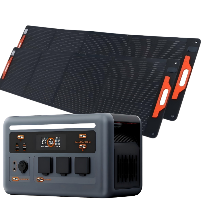 Blackview OSCAL PowerMax 1800 SE (PM1800SE) Hordozható Erőmű 1024 Wh LiFePO4, 1800 W névleges / 3600 W csúcsteljesítmény, 800 W napelemes és 700 W AC gyorstöltés, 10 kimenet, opcionális PM200 Pro napelem