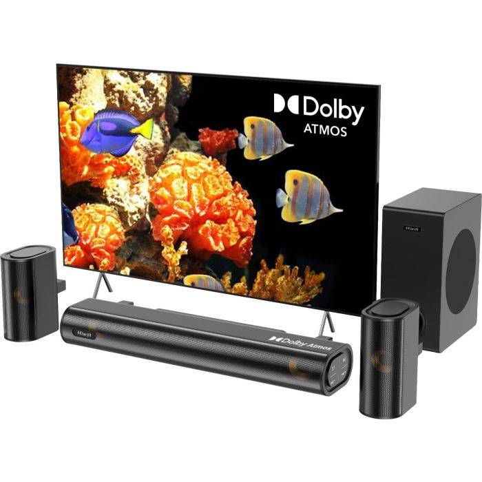 Hiwill Dolby Atmos 5.1CH Sound Bar for Smart TV, w/5.25'' Subwoofer & 2 Rear Speakers Wired Surround Sound System, 380W Peak Power, Compact Bluetooth Soundbar Speaker, eARC/ARC/Optical, HiElite A51 