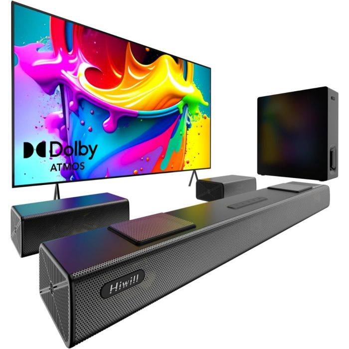 Hiwill A312 Dolby Atmos Sound Bar for Smart TV,400W Peak Power, Compact Bluetooth Soundbar Speaker, eARC/ARC/Optical for Home - EU Plug 