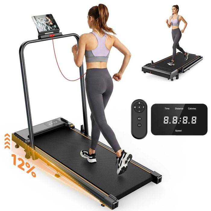 [EU Direct] Formill FT50 Összecsukható Futópad 2 az 1-ben Asztal alá helyezhető Túrapad 12%-os emelkedővel 12 km/h Elektromos Futópad Otthoni Irodába 120 kg Súlykapacitás