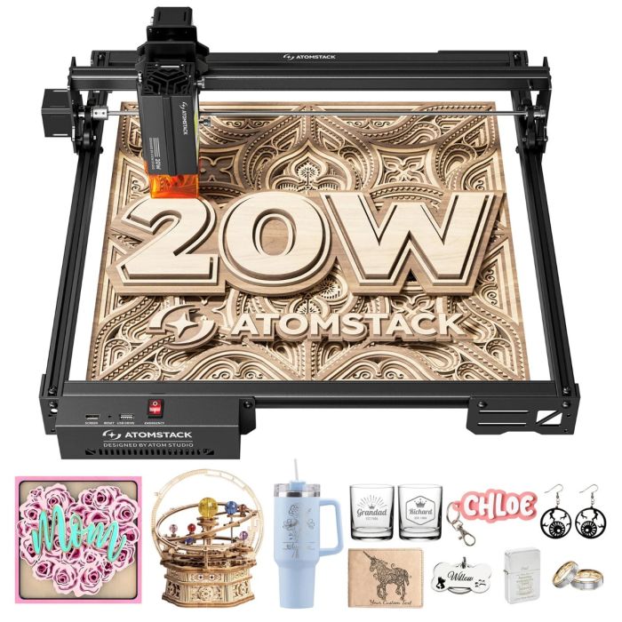 AtomStack A20 Pro V2 20W Laser Engraver - 24,000mm/min Fast CNC Cutter for Wood, Metal & Leather
