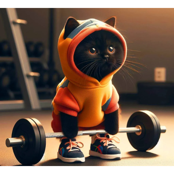 Cute Fitness Cat Sculpture