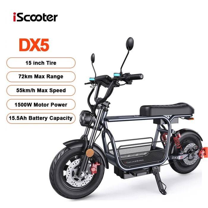 iScooter DX5 elektromos roller 1500W 15.6Ah roller felnőtteknek 72KM hatótávolság 15'' roller NFC-vel 55KM/h sebesség