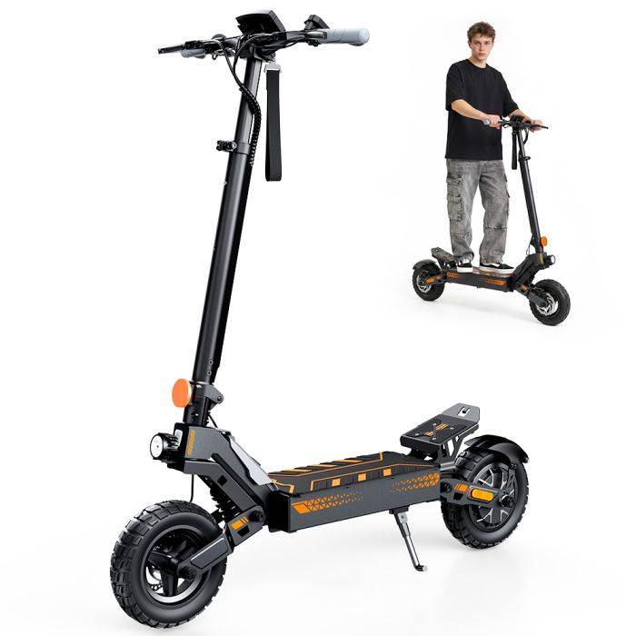 iScooter W10 Elektromos Roller, 48V 15Ah Akkumulátor, 800W Peak Motor, 11 hüvelykes Tubeless Off-Road Gumiabroncsok, 55+ km Hatótávolság, 4 Sebességmód, Applikáció Vezérlés, Első és Hátsó Tárcsafék + Rejtett Elektronikus Fék, 150 kg Max. Terhelhetősé