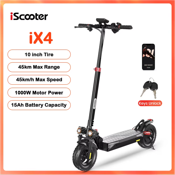 iScooter iX4 Elektromos Roller 800W 15Ah Erős Elektromos Roller Csúszásgátló Terepjáró Gumiabroncs 45km Hatótávolság eScooter 45km/h Sebesség