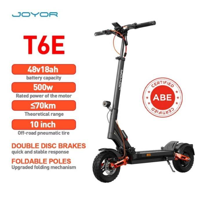 JOYOR T6E felnőtt elektromos roller 500W motor 48V18AH akkumulátor E-Mountain elektromos roller 10" terepjáró gumiabroncs összecsukható elektromos roller