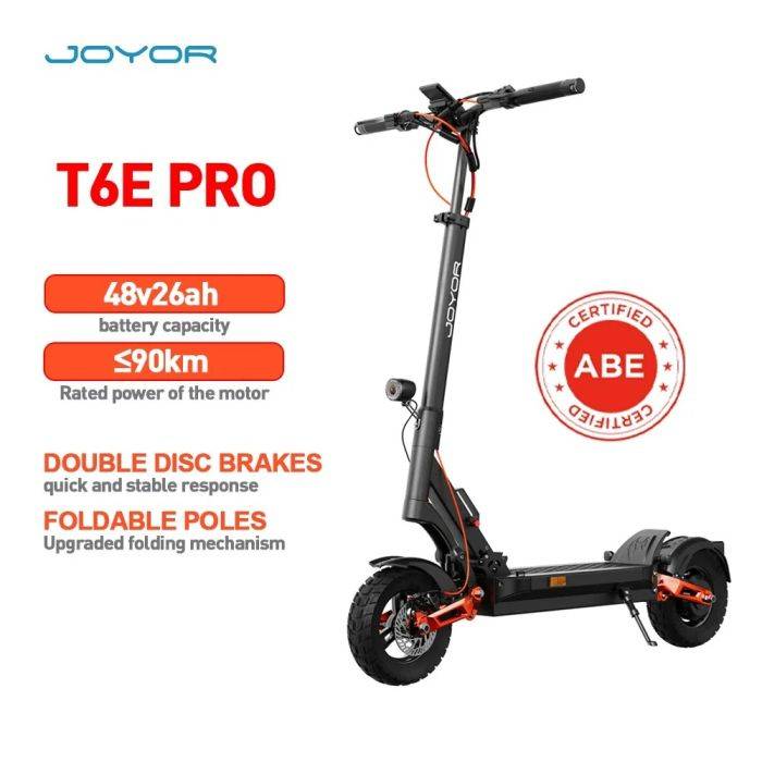JOYOR T6E PRO (ABE) Felnőtt Elektromos Roller 48V26AH Első és Hátsó Irányjelzők Roller 10" Gumiabroncs Német Közúti Engedéllyel rendelkező Elektromos Roller