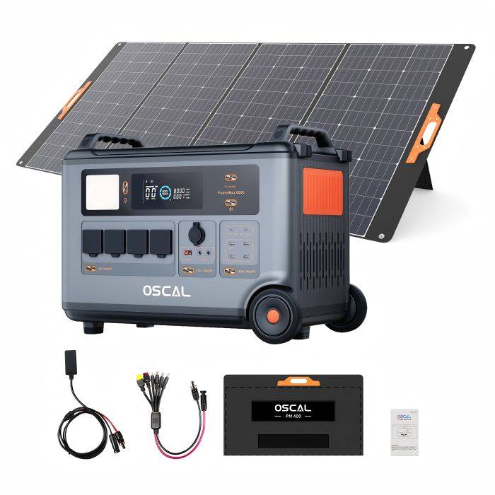 Blackview Oscal PowerMax 6000 6000W + PM400 Solar Panel Rugged Power Station, 3600Wh LiFePO4 Battery, 14 Outlets, 3500+ Life Circle, Smart APP Control, 5 LED Light Modes, Morse Code Signal 【Extra $300 Off with Exclusive Code 】