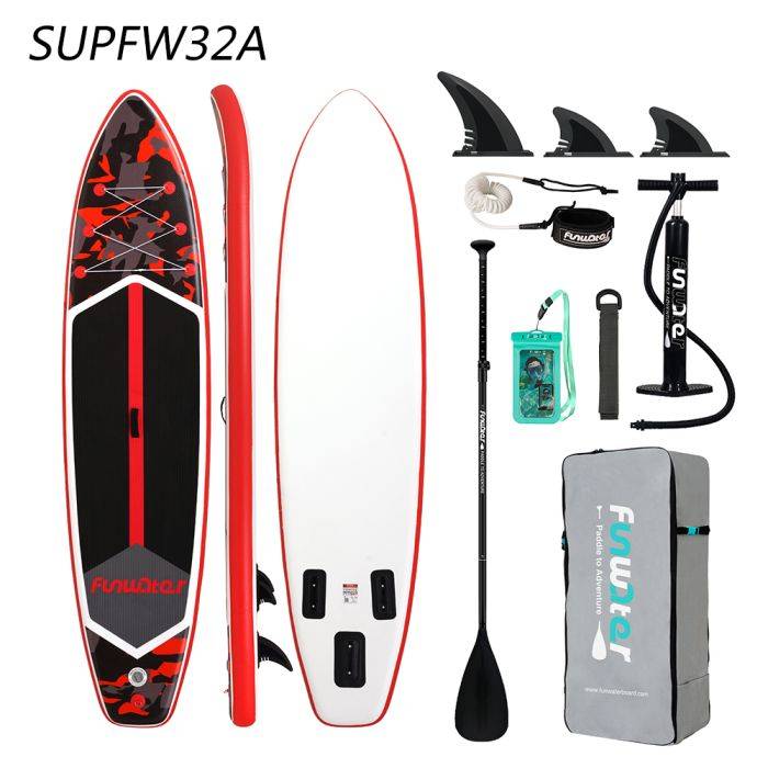 FunWater 350 cm-es felfújható SUP deszka állítható lapáttal, pumpával, hátizsákkal és pórázzal, nagyméretű felnőtteknek, minden képzettségi szintnek