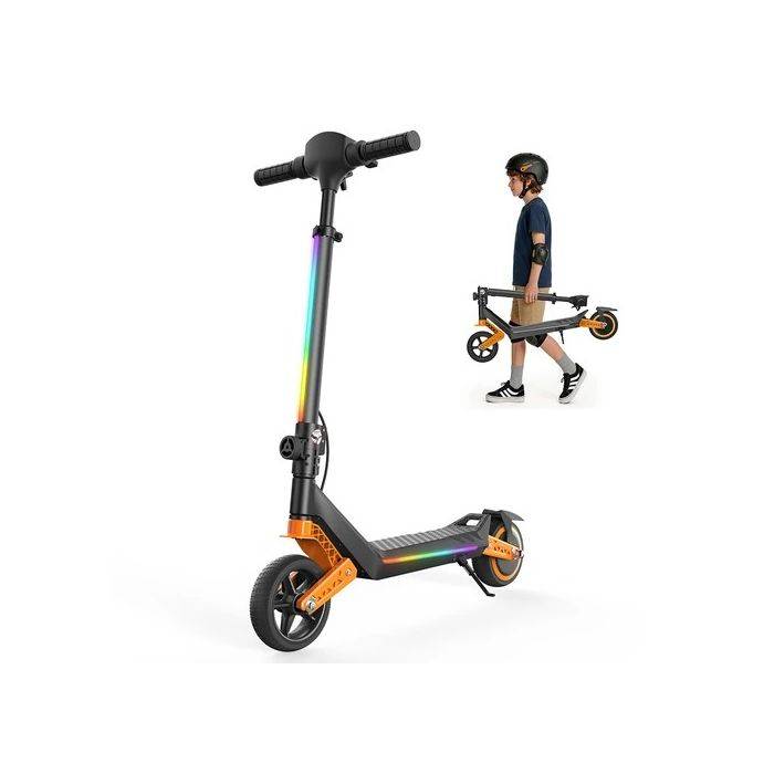 iScooter K6 gyerek elektromos roller fiúknak és lányoknak, 150 W-os motor, 21 V-os, 2,6 Ah-s akkumulátorral, elektromos roller, akár 16 km/h maximális sebesség és 9 km-es hatótávolság, 3 sebességmód, állítható magasságú, összecsukható roller LED-es l