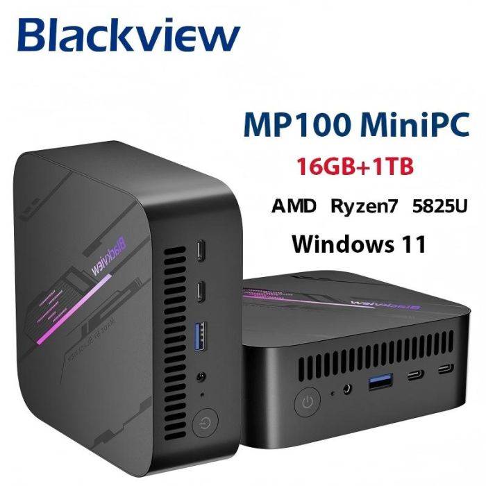 Blackview MP100 NEW Mini PC AMD R7 5825U Windows 11 8-Core 16-thread 16GB DDR4 512GB/1TB SSD WiFi 6 Mini Computer PC 【Save Now: $40 Off with Exclusive Code】