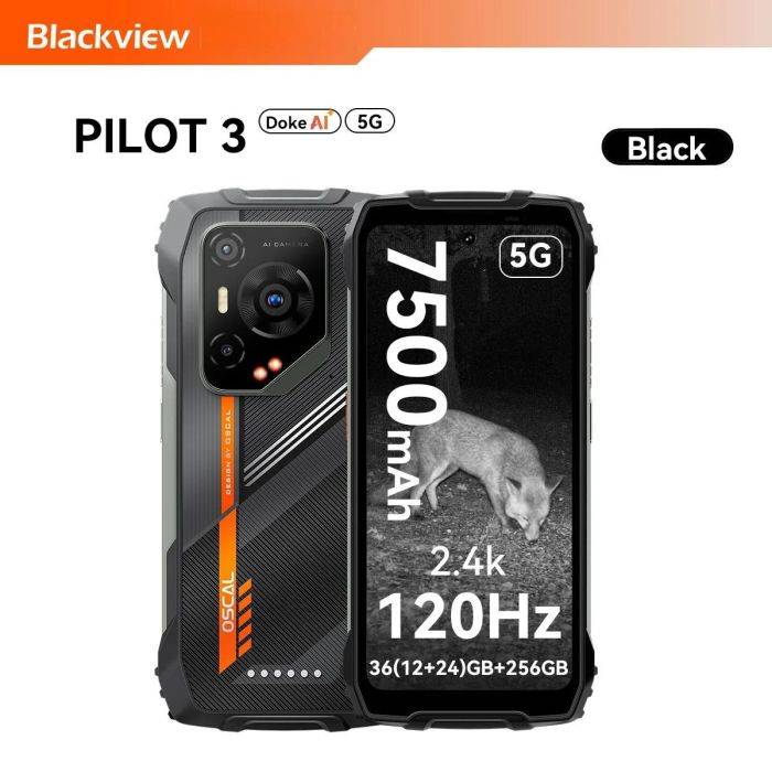 Blackview OSCAL PILOT 3 5G AI Rugged Smartphone MTK 6300, 6.78" 2.4K Display 120Hz, 12GB 256GB, 7500Amh Phones 【Save Now: $20 Off with Exclusive Code】